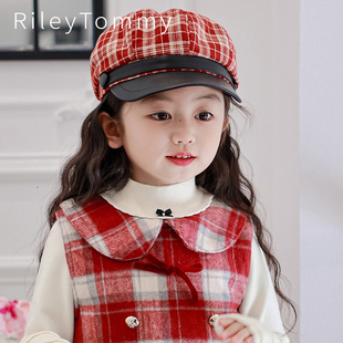 英国Riley 女童鸭舌帽男童报童八角帽 Tommy儿童八角贝雷帽秋冬季