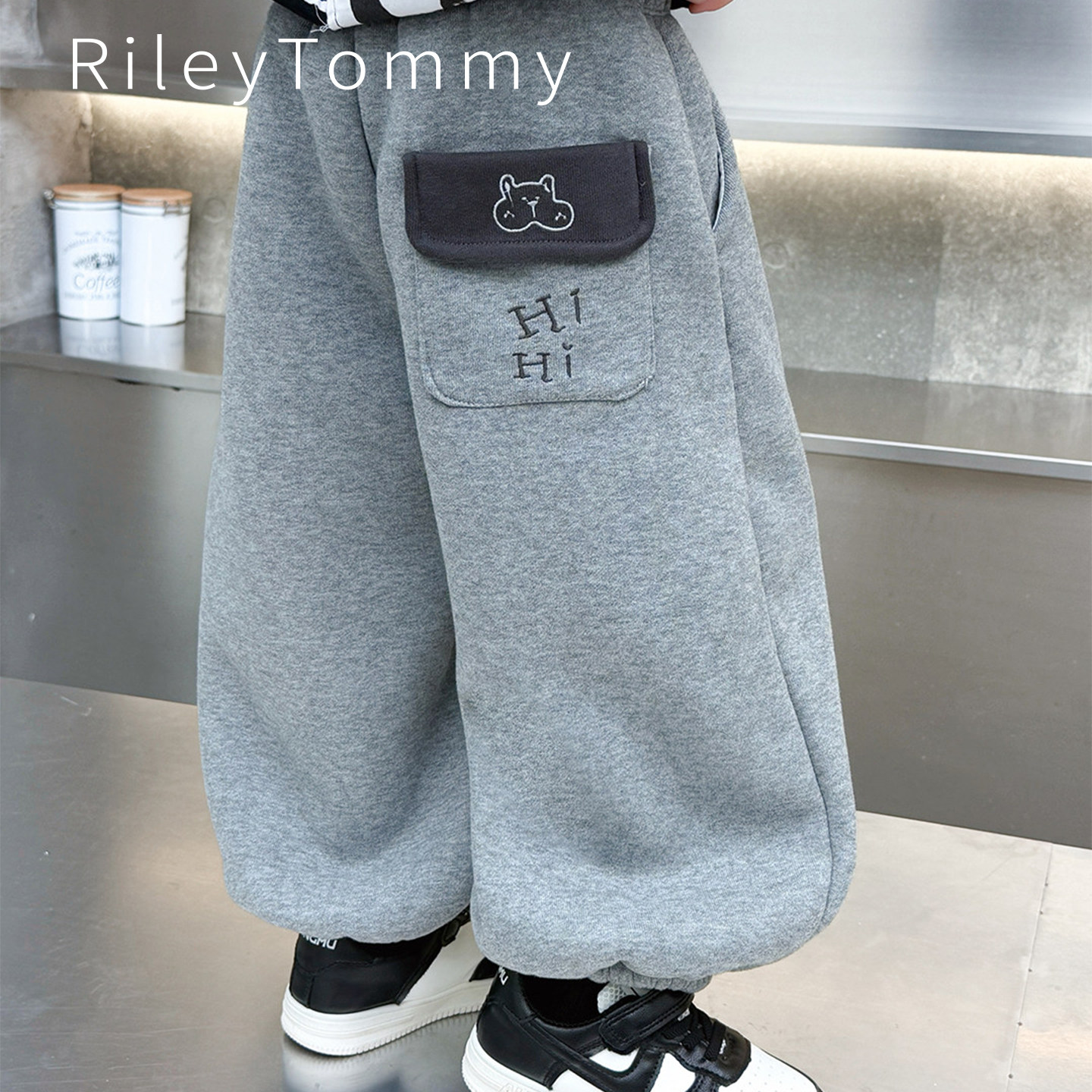 英国RileyTommy加绒裤子冬季新款儿童加厚卫裤宝宝冬装一体绒长裤