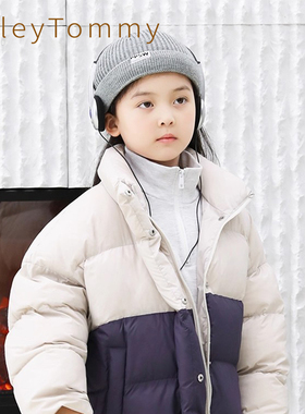 英国Riley Tommy儿童羽绒服短款加厚拼色女童保暖防寒冬季羽绒服