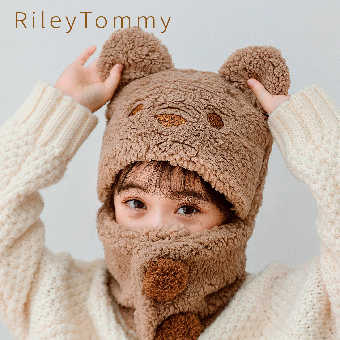 英国RileyTommy女童保暖围脖帽