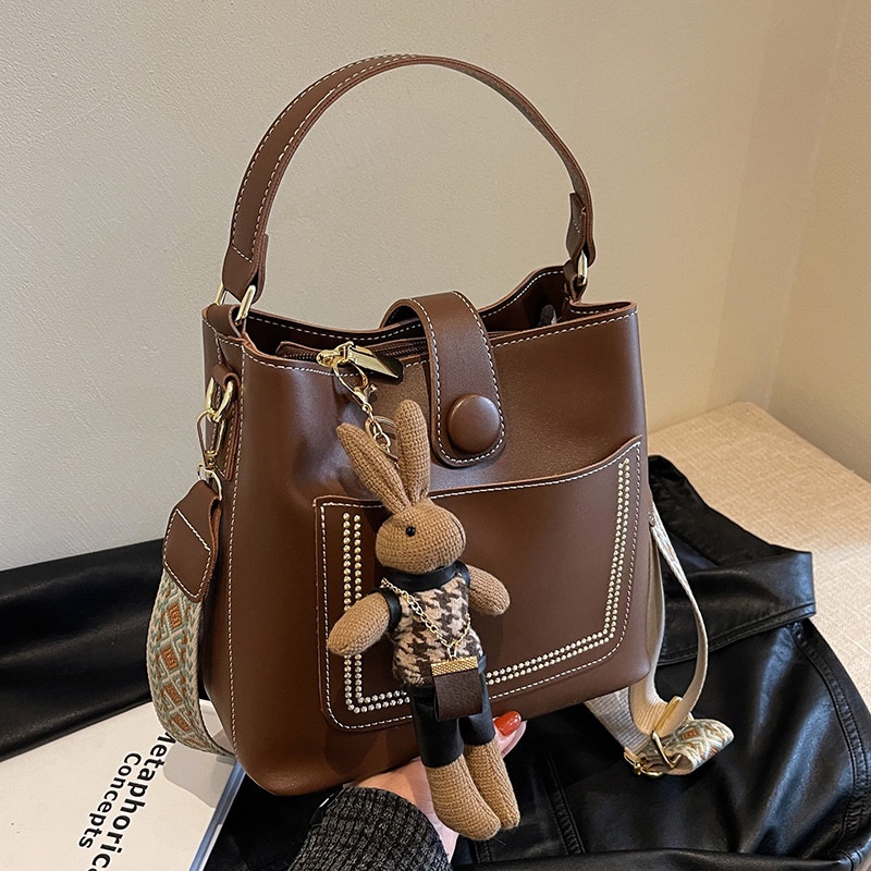 复古高级感包包女2024新款韩版时尚单肩斜挎包小众设计手提 水桶