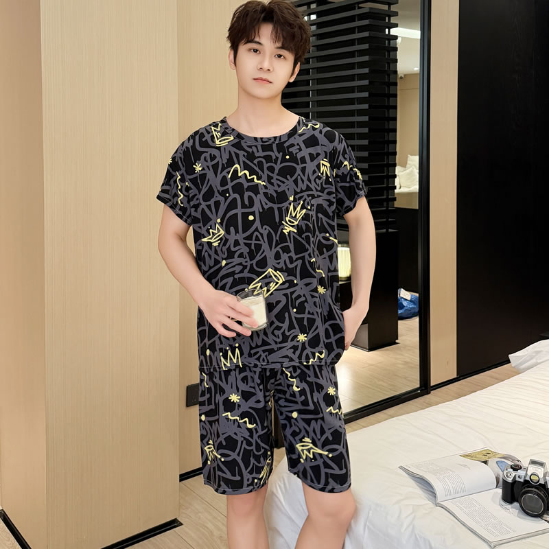 短袖棉绸睡衣男士春秋夏季薄款绵绸套头套装2025年新款家居服大码