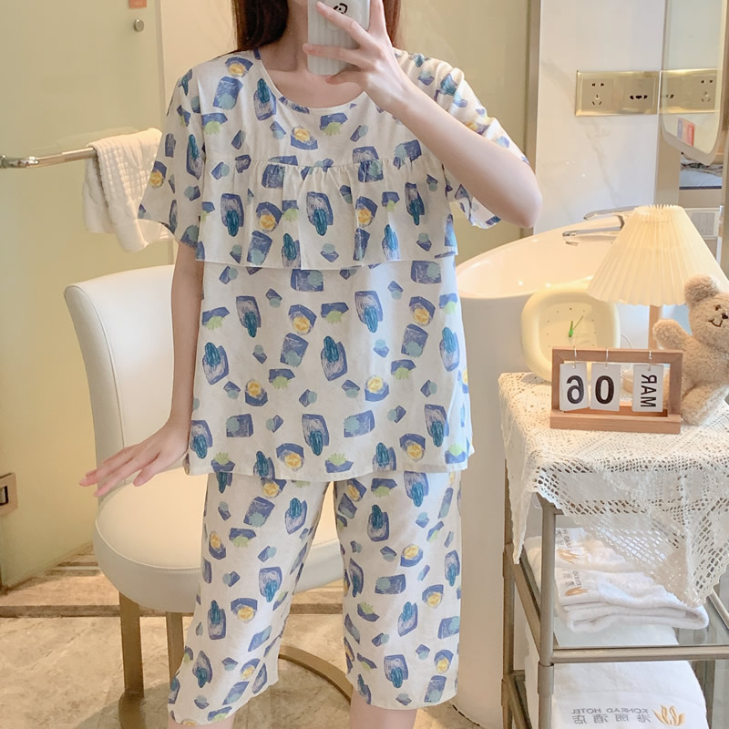 2026年新款爆款防凸点绵绸睡衣女夏季棉绸短袖两件套夏天家居服女