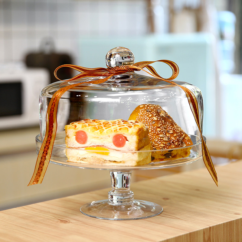 欧式透明玻璃展示蛋糕盘糕点试吃糖果盘高脚托盘婚庆生日家居摆件