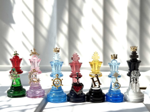 国际象棋水晶棋子单颗手工diy生日毕业礼物伴手礼可定制滴胶成品