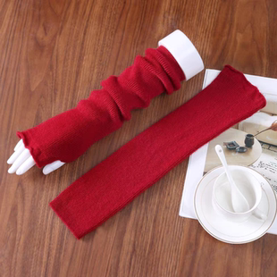 手臂套袖套假袖子女秋冬长款袖套半指手套针织羊毛线胳膊保暖手套