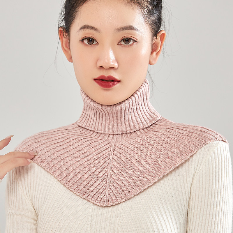 羊毛假领子女三角巾毛衣假高领脖套头保暖针织羊绒围脖披肩假衣领