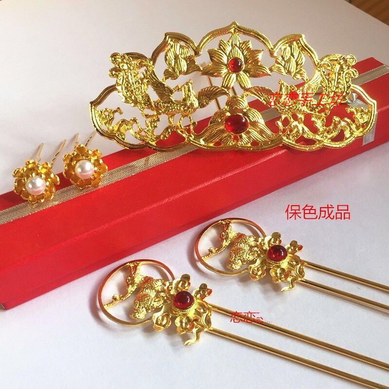 保色成品凤凰发冠珠钗发钗古风唐风明制汉服步摇发簪宫廷头饰品_虎窝淘
