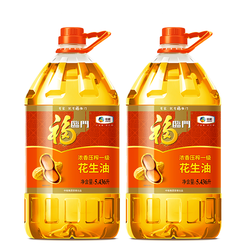 中粮福临门小榨炒香压榨一级花生油5L装家用食用油山东花生