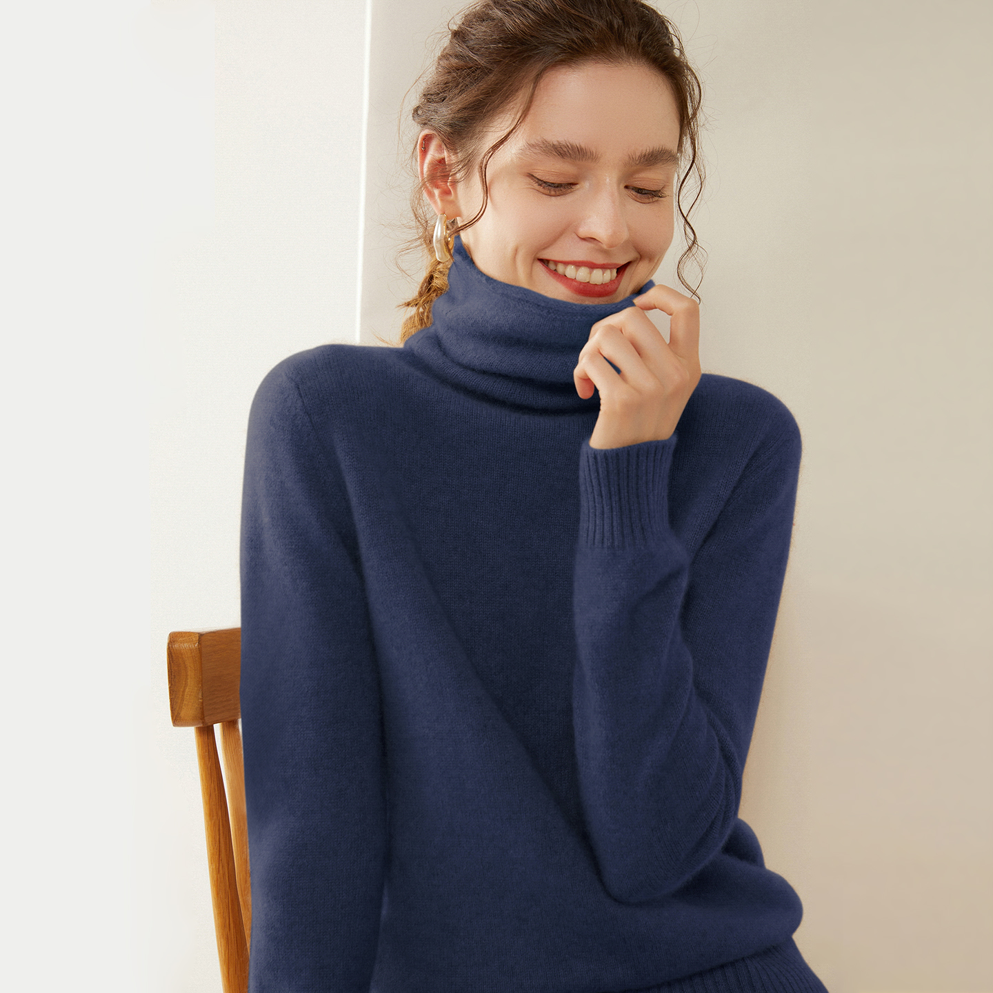 秋冬山羊绒衫堆堆领毛衣针织衫