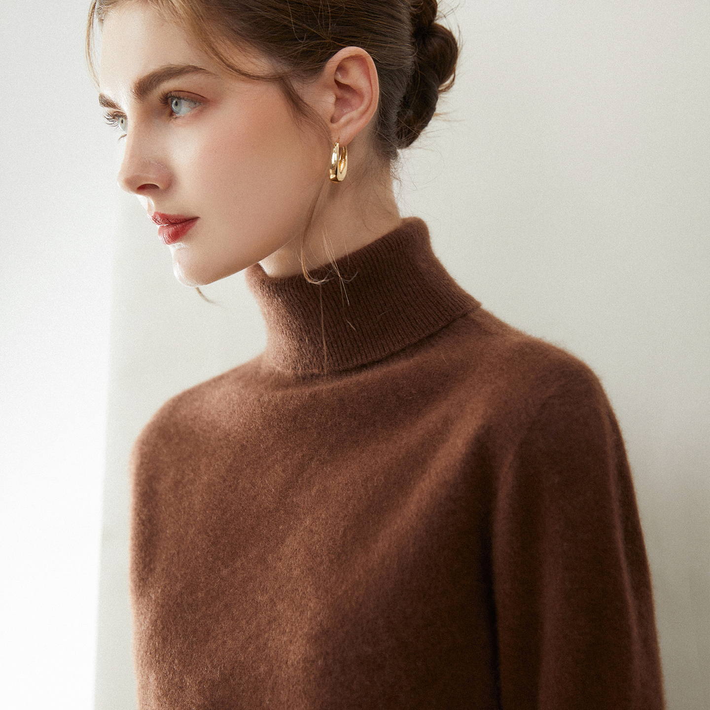 无缝纯山羊绒高领毛衣打底衫