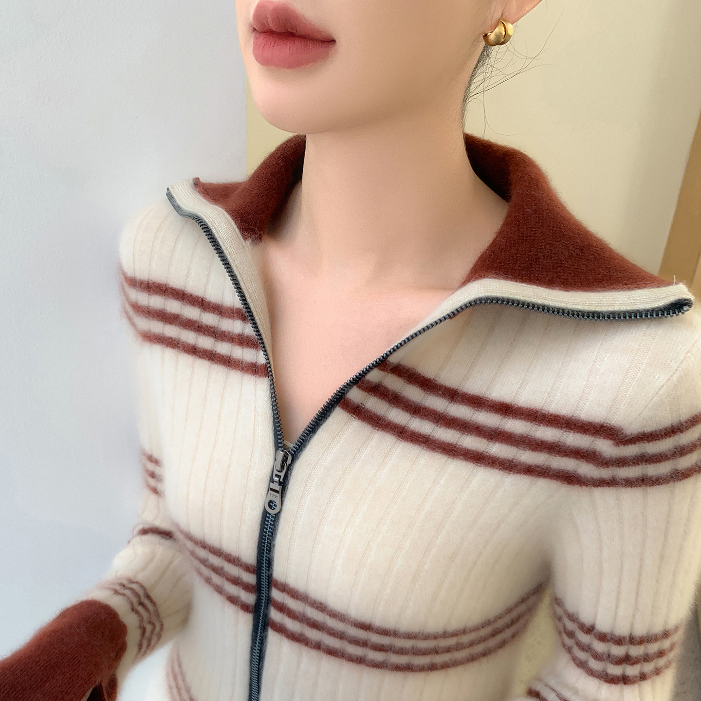 山羊绒针织开衫女外套