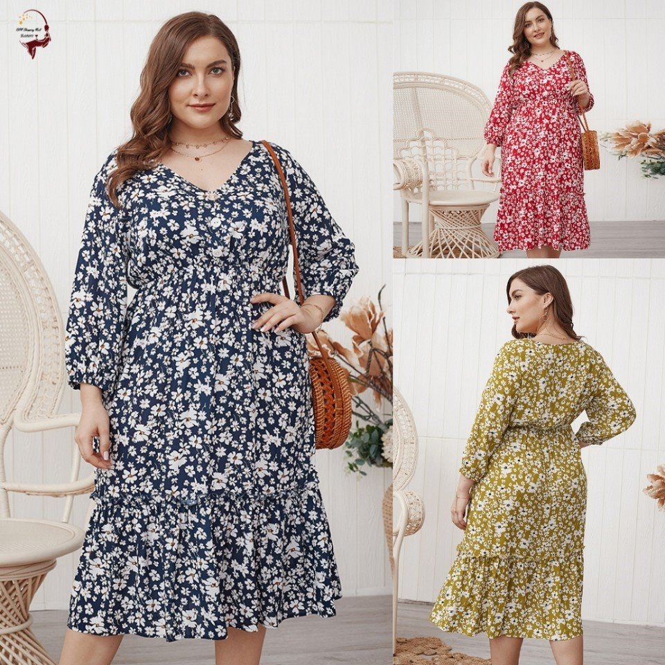 Fat Women Vintage Floral Dress Summer Cotton Dress 大码女裙|ruв категории Женская одежда, женской одежды - от Buy2taobao.com для оказания профессиональной услуги покупки агента Taobao