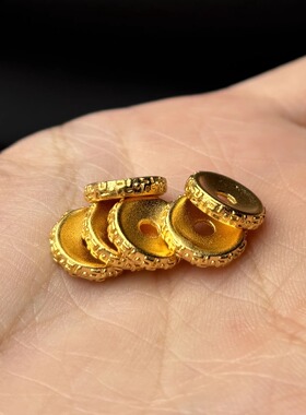 古法24K工艺黄金色925万字符卡环隔片保色文玩手串diy配珠配饰