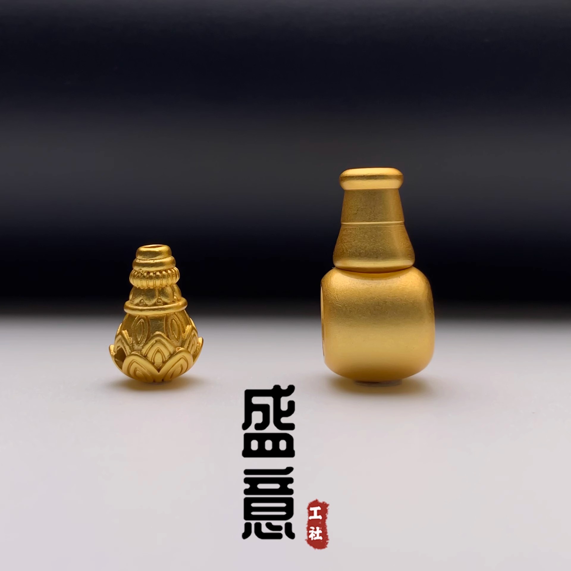 古法24K工艺黄金色925藏式分体佛头三通莲花三通保色文玩手串配饰