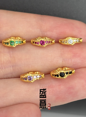 古法24K工艺黄金色全视之眼彩钻隔珠垫片卡环配珠文玩手串diy配饰