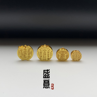 古法24K工艺黄金色925五路财神背云侧挂卡子保色文玩吊坠手串配饰