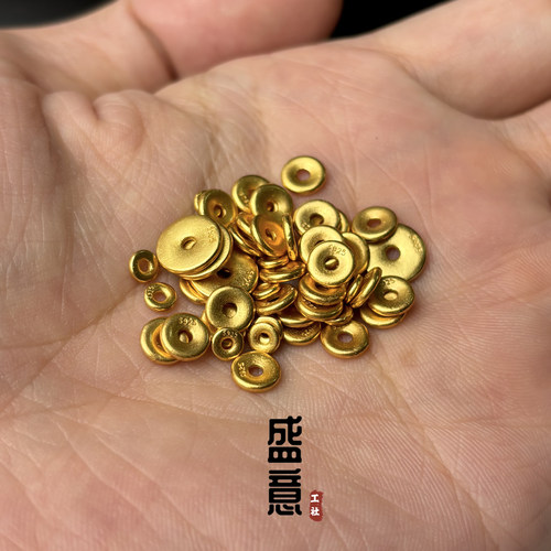 古法s925银包金24K工艺黄金色薄圆隔片保色直切diy手串配珠垫片