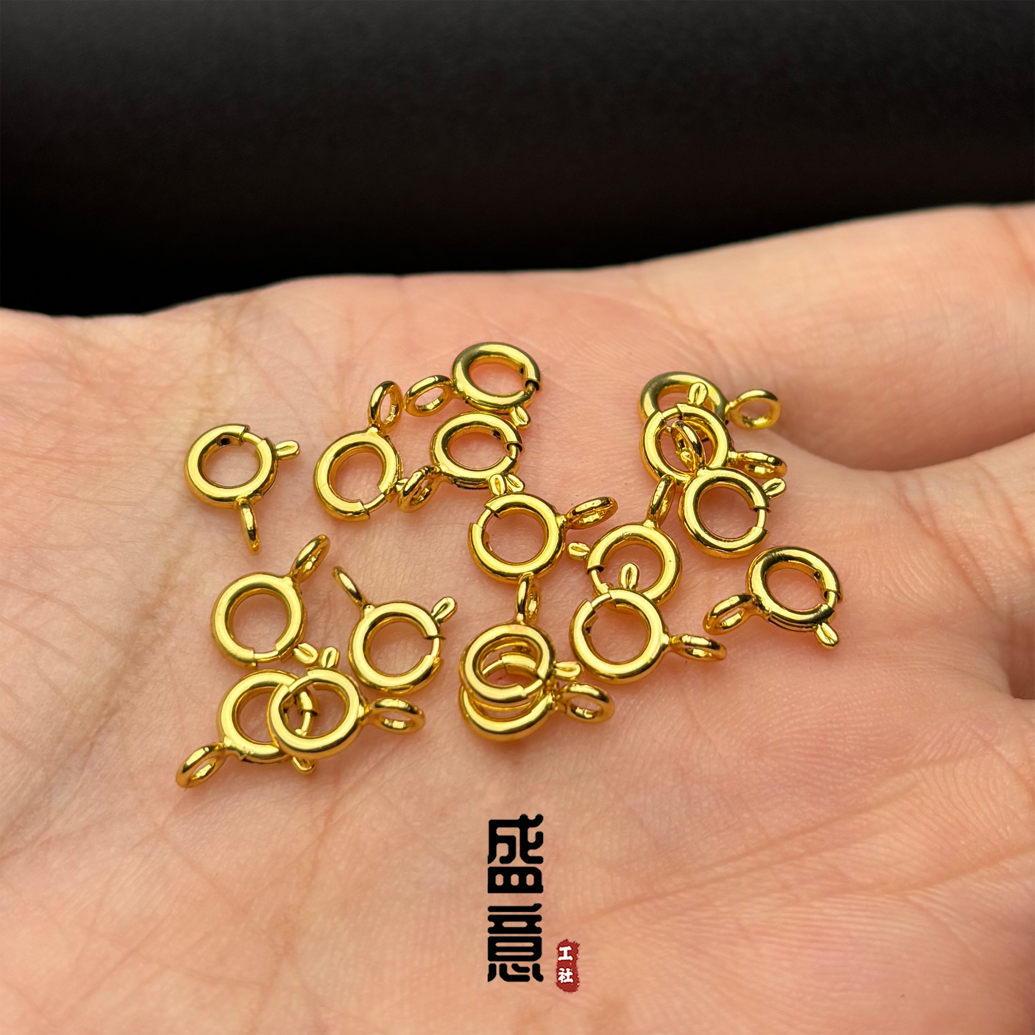 古法24K工艺黄金色弹簧扣龙虾扣手链项链收尾扣文玩手串diy配饰