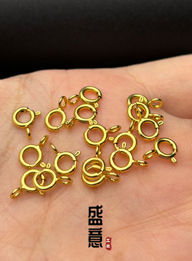 古法24K工艺黄金色弹簧扣龙虾扣手链项链收尾扣文玩手串diy配饰