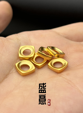 古法24K工艺黄金色925方形凹槽卡环隔珠文玩手串diy配珠配饰隔片