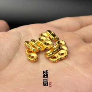 古法24K工艺黄金色925镶钻八字扣侧挂衔接环卡子保色文玩手串配饰
