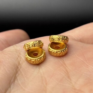 古法24K工艺黄金色925六字真言箴言卡环保色文玩手串配珠配饰