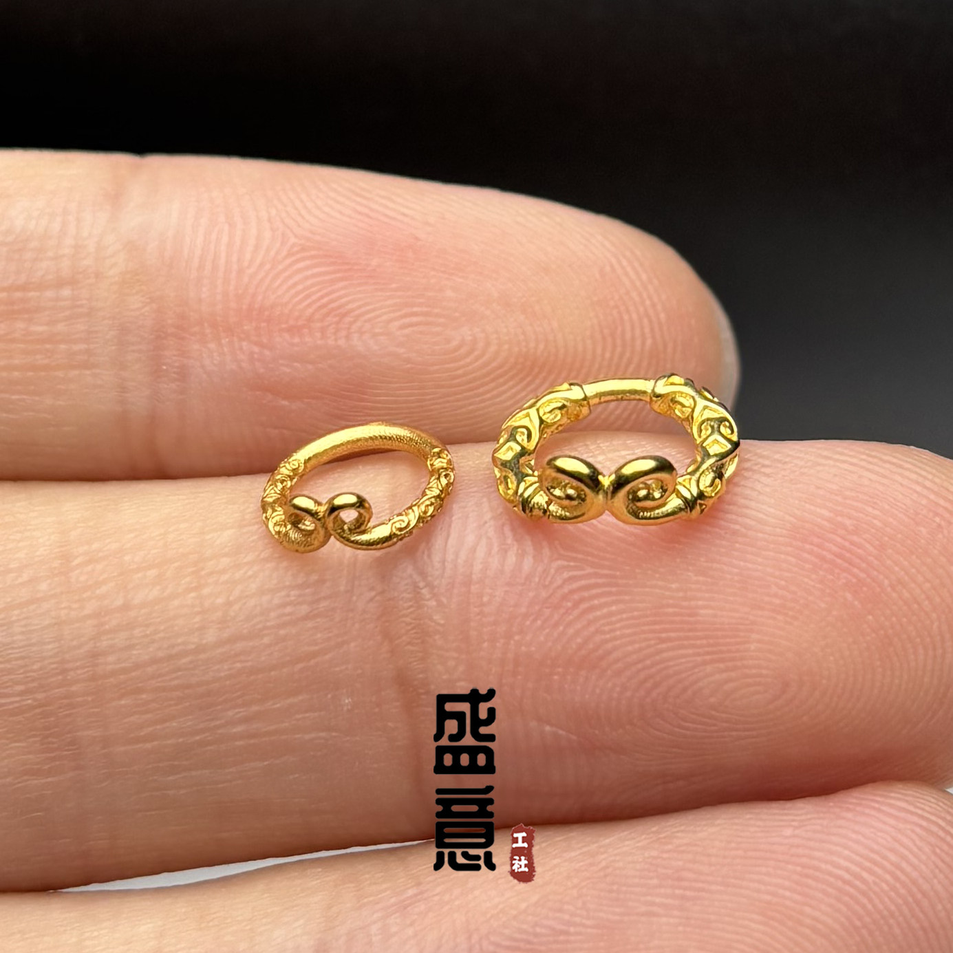 古法s925纯银镀金紧箍咒卡子卡环跑环保色隔珠手串diy文玩配饰