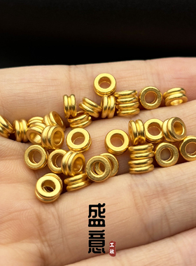 古法24K工艺黄金色双线大孔背云线束隔珠配珠文玩手串配珠diy配饰