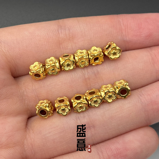 古法24K工艺黄金色花纹无相珠背云线束隔珠项链文玩手串diy配饰
