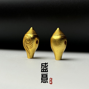 古法24K工艺黄金色925法螺三通保色文玩手串配饰