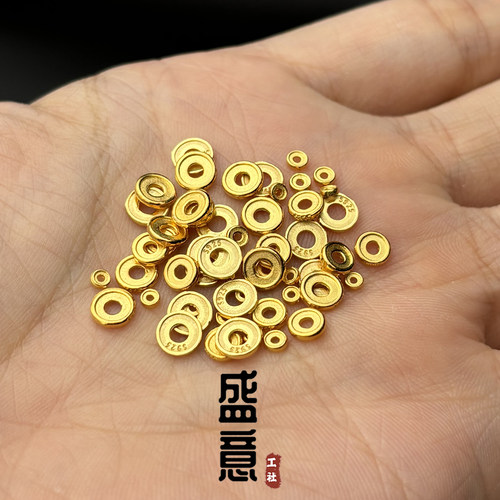古法s925银包金工艺黄金色凹槽薄圆隔片直切diy手串配珠垫片