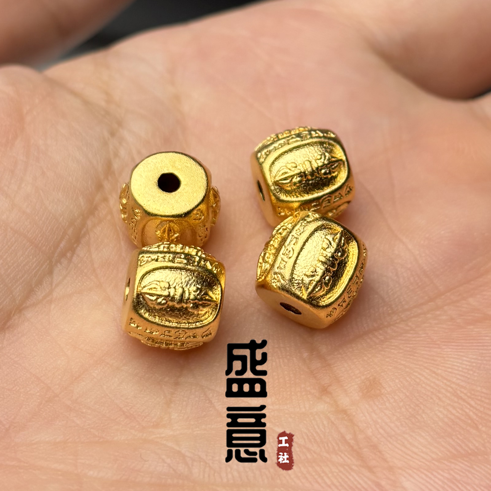 古法24K工艺黄金色925金刚杵老型桶珠顶珠腰珠隔珠项链手串配饰