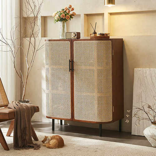 收纳藤编民宿客厅卧室储物柜复古