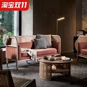 藤编匠师实木藤沙发三人茶几组合小户型客厅简约双人位休闲沙发椅