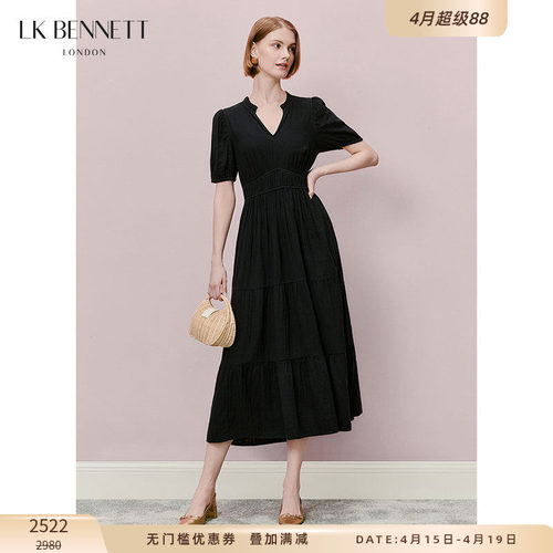 朱珠同款深蓝法式纯棉连衣裙