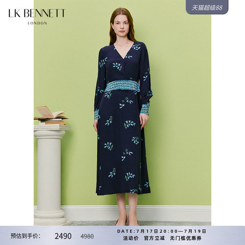 LKBENNETT深蓝印花连衣裙