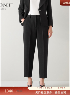 LK BENNETT黑色西装裤女2025秋新款简约干练通勤商务九分正装裤