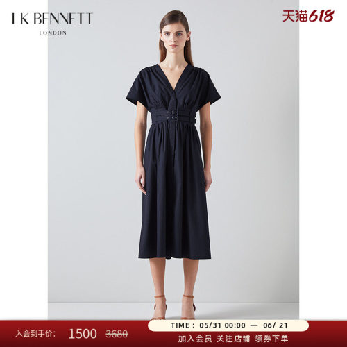 lkbennett优雅v领连衣裙纯棉