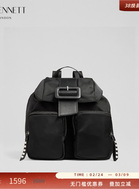 LK BENNETT简约时尚黑色肩包2025冬新款大容量多功能旅行通勤背包