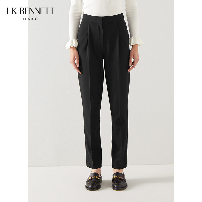 LK BENNETT黑色西裤女 新款秋冬直筒显瘦烟管裤长裤通勤职场