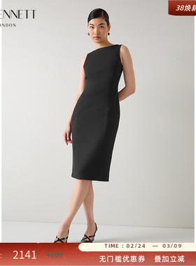 LK BENNETT黑色无袖连衣裙2025年秋季新款圆领收腰简约通勤中长裙