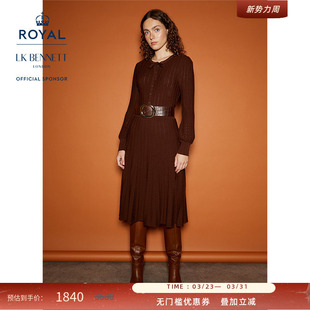 【赛马会】LK BENNETT咖啡色针织连衣裙秋冬高级感复古长裙