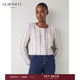 LK BENNETT米色针织开衫女2025秋新款圆领浪漫小香风百搭短款外套