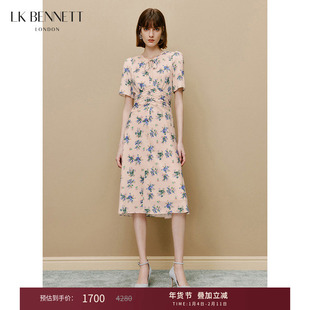 LK BENNETT米色碎花连衣裙新款高级感印花夏季小清新显瘦裙