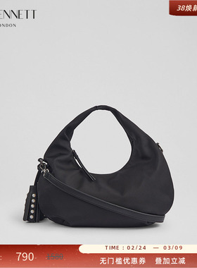 LK BENNETT黑色手抓包2025冬新款女单肩斜挎流苏挂饰通勤休闲两用
