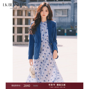 LK BENNETT真丝缎面连衣裙女夏气质名媛高级感印花100%桑蚕丝长裙