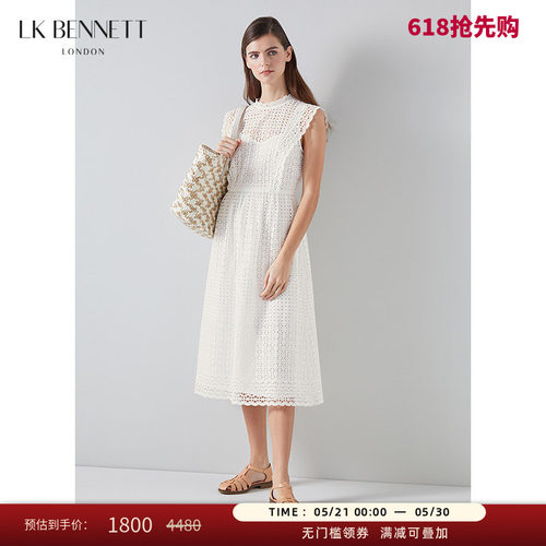 lkbennett优雅棉镂空连衣裙