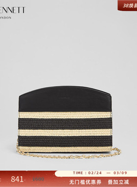 LK BENNETT黑色条纹编织肩包2025年夏新款时尚设计感度假风