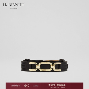 LK BENNETT黑色时装腰带2025年春夏新款进口牛皮金属链条装饰